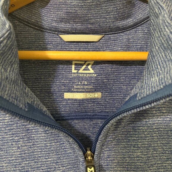 Cutter & Buck Shoreline Half-Zip Vest Tour Blue Heather Size Large Golf UPF 50+ - Picture 4 of 9